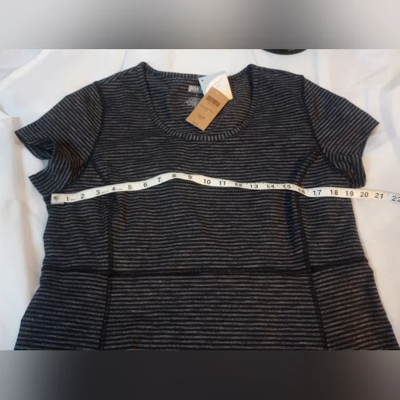 DULUTH TRADING CO Women's NoGa Stretch Dress Black Grey Striped Zip Pocket New L - Picture 8 of 11